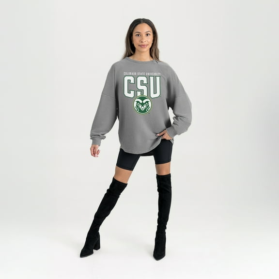 Women's Gameday Couture Gray Colorado State Rams Oversized Pure Motion Corded Sweatshirt