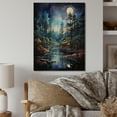 thumbnail image 2 of Designart "Midnight Serenity Blue Pine Tree Landscape I" Floral Print on Natural Pine Wood, 2 of 5