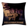 thumbnail image 1 of Wyoming Throw Pillow Cushion Cover, Cartoon Design Poster Graphic with Yellowstone National Text Park Bear and Forest, Decorative Square Accent Pillow Case, 16" X 16", Multicolor, by Ambesonne, 1 of 2