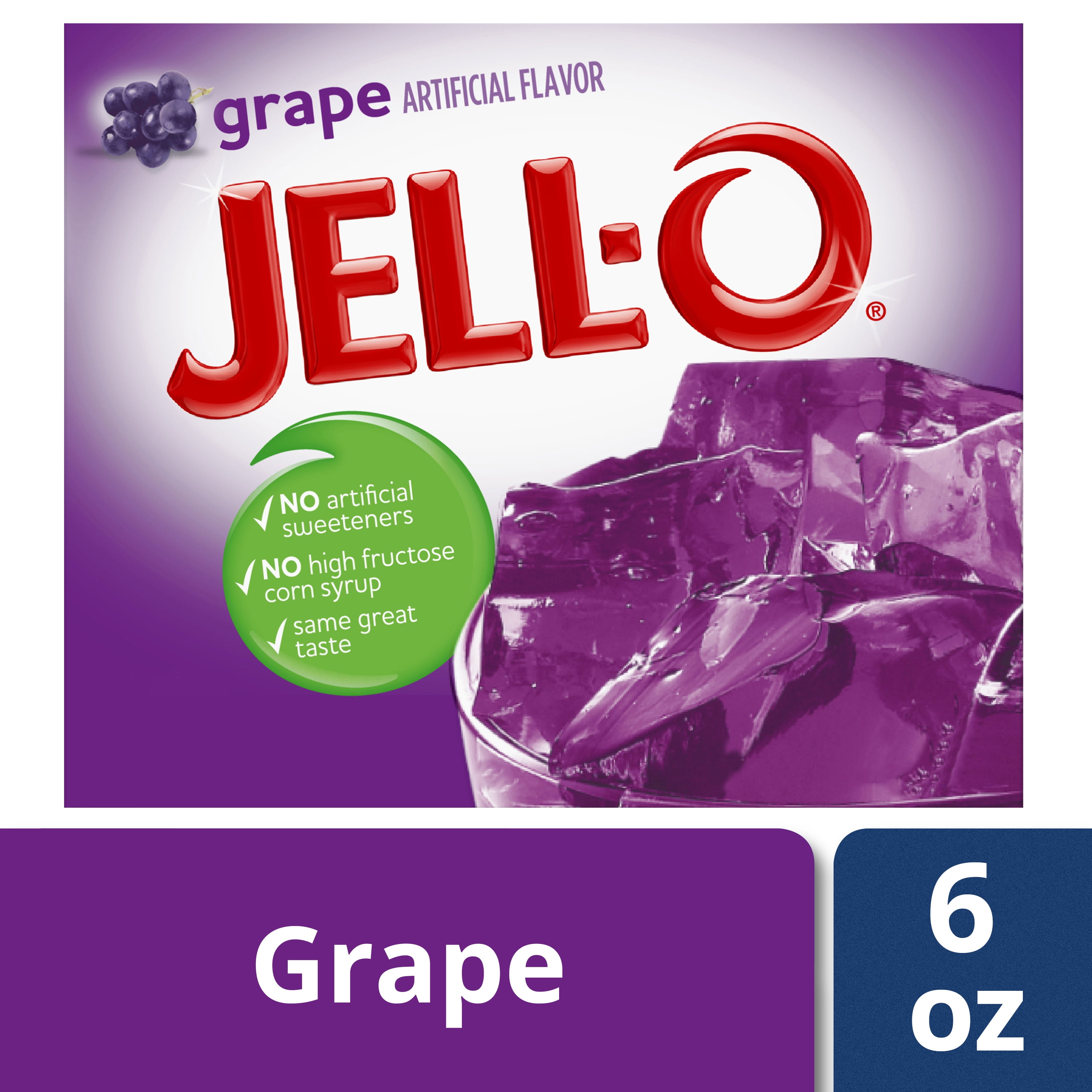 JellO Grape Instant Gelatin Mix, 6 oz Box