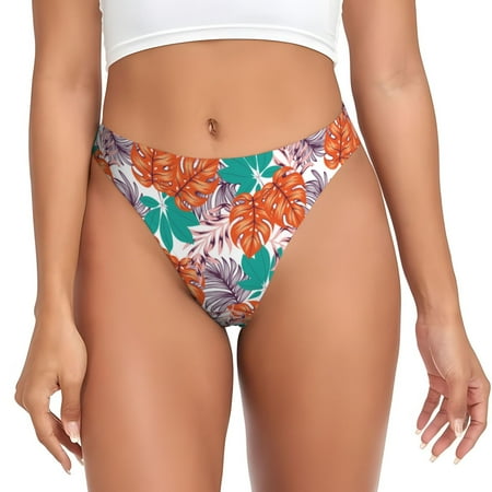 Pofeuu Hawaiian Style Print G-String Thongs for Women Seamless Thong Underwear Sexy Cotton Breathable Comfortable thong panties-XX-Large