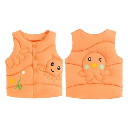 

B91xZ Baby Girls Clothing Toddler Kids Baby Boys Girls Winter Warm Cartoon Sleeveless Vest Lightweight Jacket Coat Outerwear Youth Winter Coat Orange 3-4 Years