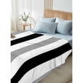 thumbnail image 4 of Black Gray Striped Twim XL Size Flat Sheet, Wrinkleproof & Fadeproof Cooling Flat Bed Sheet Only, Farmhouse Stripe Art Breathable Soft Bedding Top Sheets 66 x 102 Inches, 4 of 8