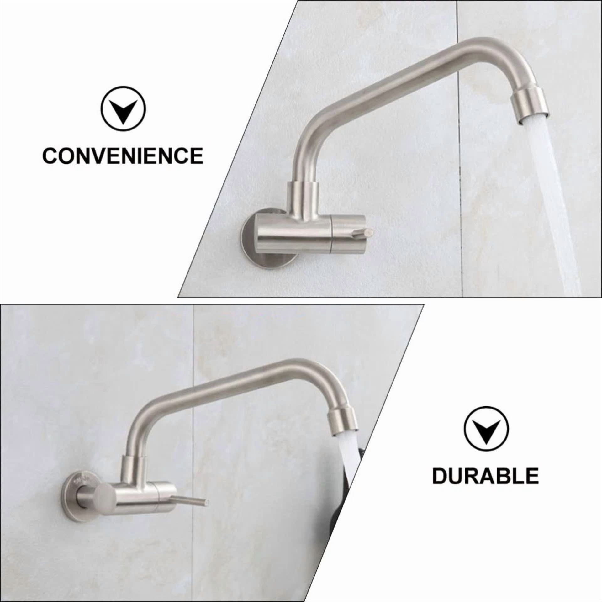 Single Cold Faucet Bathroom Mixer Tap Sink Lengthened Stainless Steel
