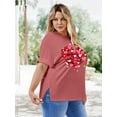 thumbnail image 4 of XCHQRTI Womens Plus Size Love Heart Tshirt Rolled Sleeve Graphic Tee Flowy Casual Blouse Top, 4 of 6