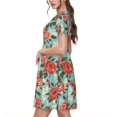 thumbnail image 2 of Easygdp Rose Flowers para Vestido Transpirable de Mujer, Vestido Suelto de Manga Corta con Pliegues y Bolsillos para el Verano, 2 of 6