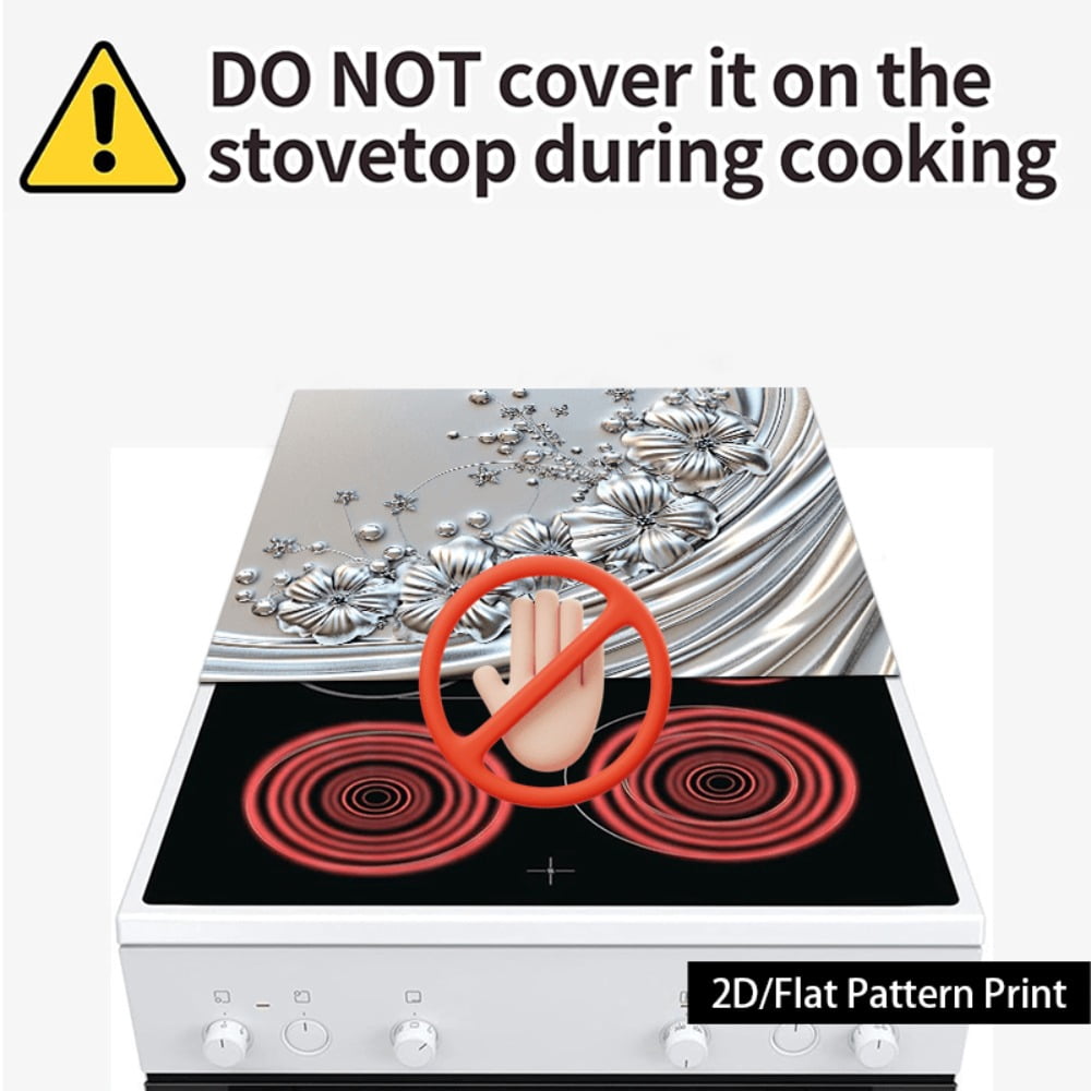 1 piece, stove panel and cooktop panel protection pad, 2D flat European floral pattern kitchen decorative countertop pad, suitable for stoves, washing machines, dryers, coffee machines, multi-functio