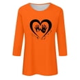 thumbnail image 4 of Dadaria Hauts pour Femmes Chemise Orange Manches 3/4 T-Shirt Col Rond Grande Taille Tee Été Chandail Blouses 2TG, 4 of 5
