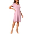 thumbnail image 4 of INSPIRE CHIC Women's Sleepshirt Short Sleeve Ruffle Nightgown Sleep Dress Loungewear Nightshirts M Light Pink, 4 of 6