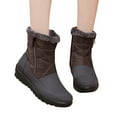 thumbnail image 3 of Siilsaa Warm Booties for Women Womens Snow Boots Winter Warm Booties Lined Anti-Slip Ankle Boots Outdoor Slip on Waterproof Booties Comfortable Warm Shoes Brown,9, 3 of 5