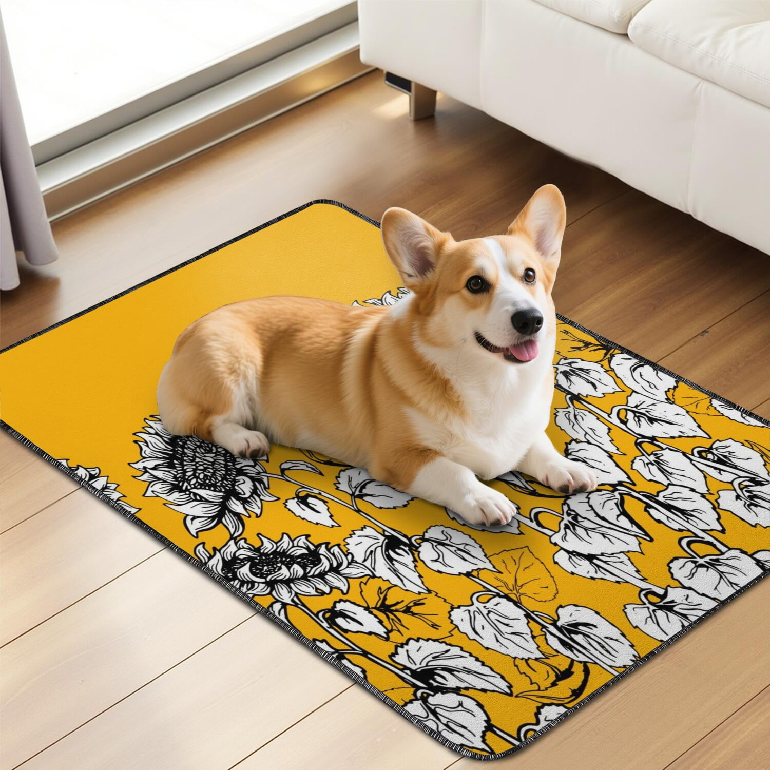 Medium Floral Print Washable Training Mats 2-Count, 24x35 Inch Reusable Puppy Pads, Highly Absorbent Dog Potty Pad for Indoor Floor Protection