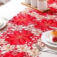 thumbnail image 3 of MRULIC Table Cloth Christmas Embroidered Table Runner Luxury Holly Poinsettia Table Runner For Christmas Decorations 15 X 70 Inch + Red, 3 of 9