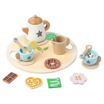 KOYPTL Simulated Tea Set Toy for Toddlers Boys Girls 2-4-6-8 Years Old,Mini Wooden Afternoons Tea Toys with Accessories for Soothing Playing Indoor,Gift for Christmas Birthday Education Pretend Play