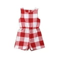 thumbnail image 1 of ITFABS Mommy and Me Matching Playsuit, Plaid Buttons Short Wide-Leg Playsuit, 1 of 7