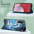 thumbnail image 4 of Patterned Wallet Case for Samsung Galaxy A25 5G,Dteck Magnetic Leather Card Slots Pocket Case Shockproof TPU Kickstand Full Body Protective Cover with Wrist Strap,Wave, 4 of 7