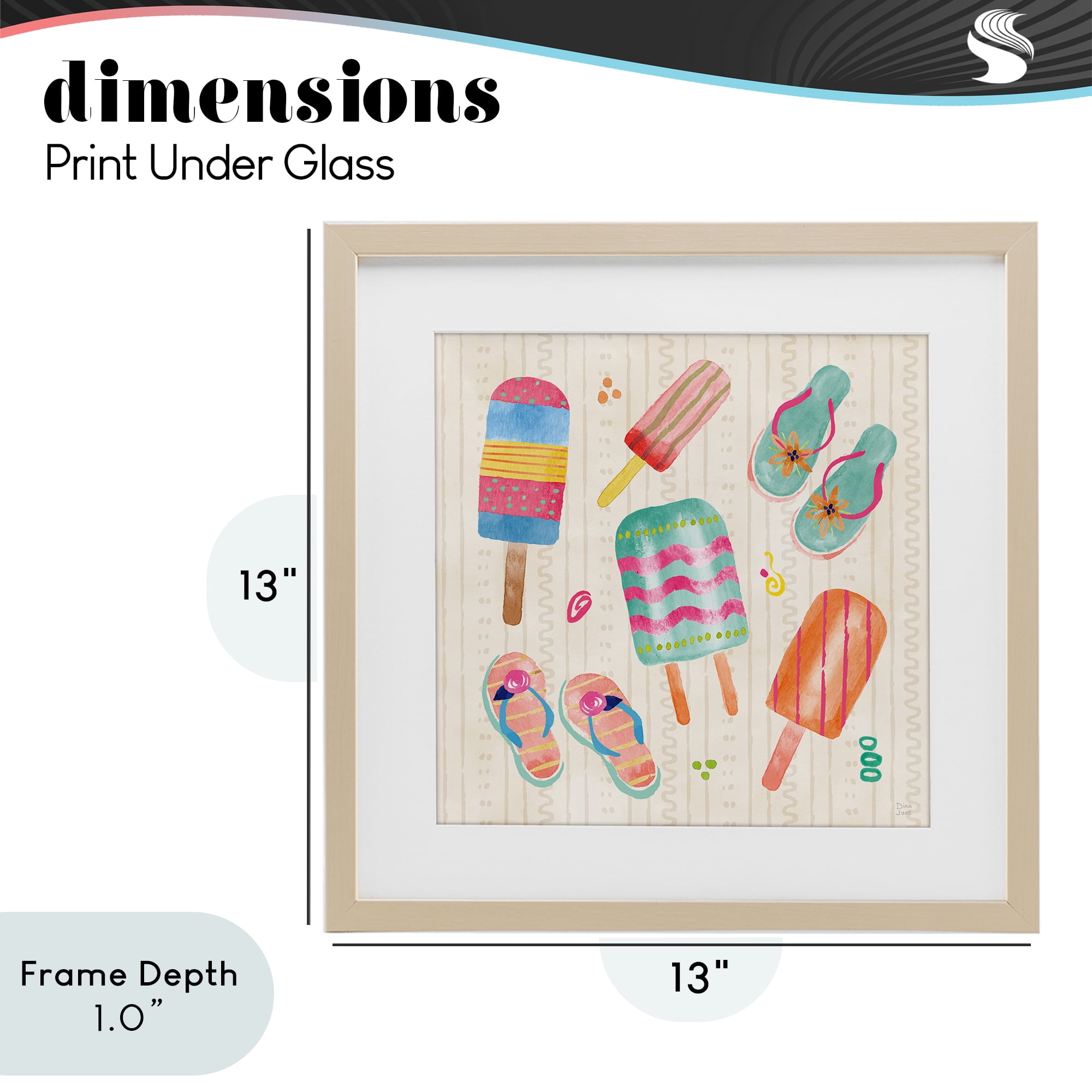 Stupell Industries Summer Popsicles & Sandals Birch Framed Print Under Glass, design by Dina June