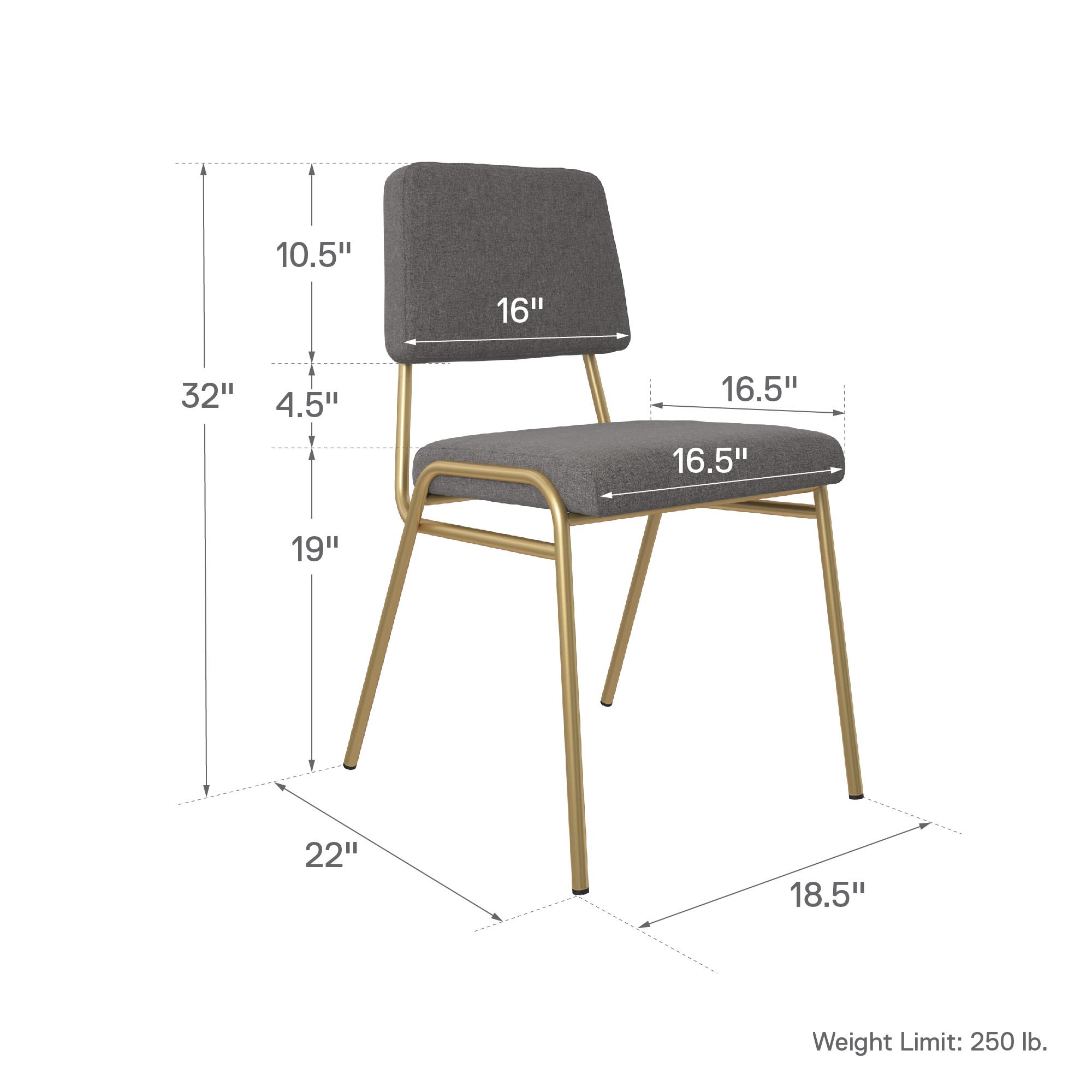 Novogratz Lex Upholstered Dining Chair, Gold Frame & Light Grey Linen Upholstery - image 11 of 14