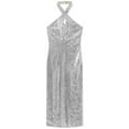thumbnail image 4 of Rrunsv Formal Dresses for Women Women's Dress One Shoulder Spaghetti Strap Backless Ruched Summer Bodycon Dresses Silver,L, 4 of 5