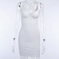thumbnail image 5 of Women Dresses Dresses Solid Sexy Sling Sleeveless Fashion Dresses White Trendy Skirt Size L, 5 of 9