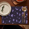 thumbnail image 5 of Halloween Purple Spooky Icons Summer Placemats Table Placemats Set Of 4-Linen Kitchen Washable Placemats Table Mats 11.8"x17.7" Non-Slip Heat Resistant, 5 of 6