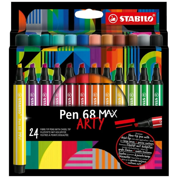 Paquete de cinceles con punta de fibra STABILO Pen 68 Max, 24 colores