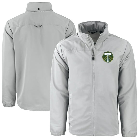 Men's-Cutter & Buck  Gray Portland Timbers Charter Eco Recycled Full-Zip Jacket