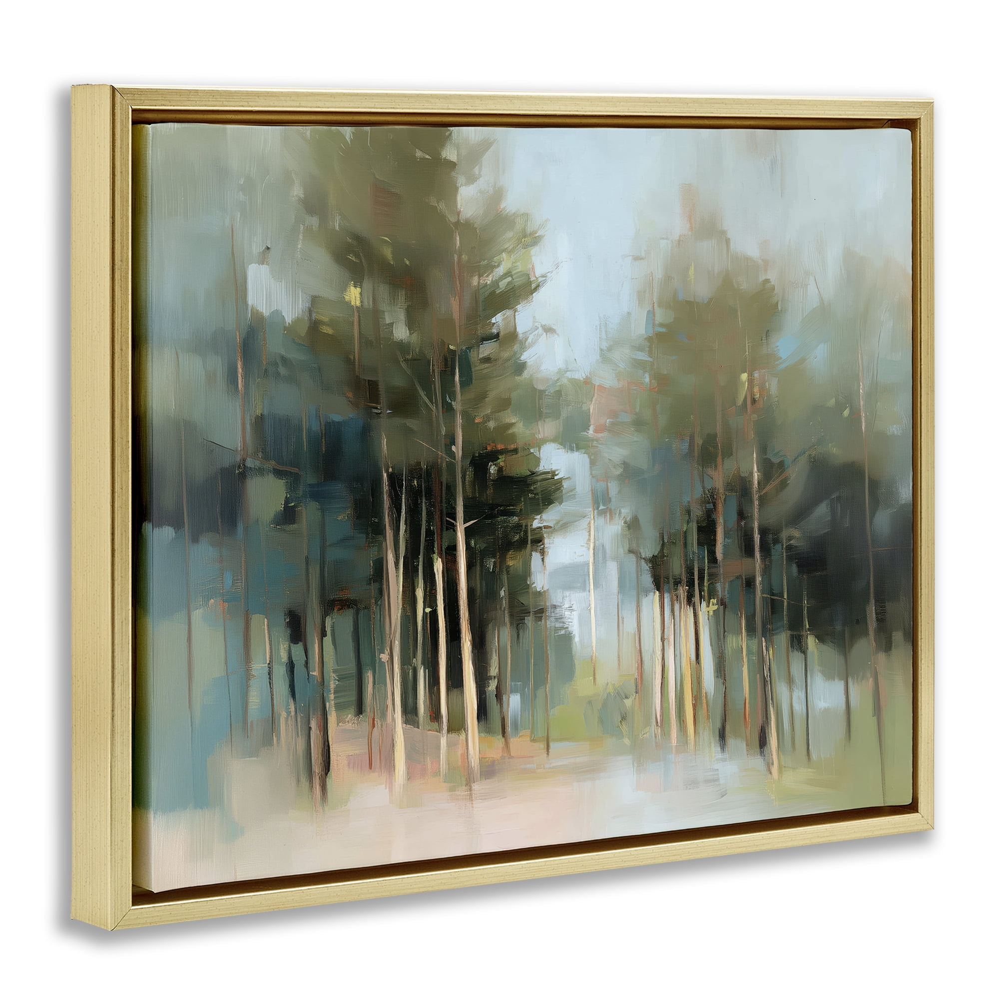 Stupell Industries The Grove Impressionist Forest Gold Framed Floater Canvas Wall Art, design by Kim Curinga