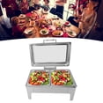 thumbnail image 1 of Alcohol Heated Catering Food Warmer, Rectangular Visible Restaurant Straight Legs Warmer,  Chafing Dish Buffet Set with Lid for Cooking, 1 of 7