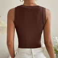 thumbnail image 4 of Wycnly Tank Tops for Women Soft Knitted Ribbed Sexy Slim Fit Going out Cropped Tops Vest Summer Solid Round Neck Sleeveless Shirts Fashion Blouses Coffee m, 4 of 7