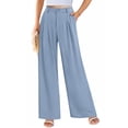 thumbnail image 2 of Pantalones PRETTYGARDEN de pierna ancha, tiro alto, color gris medio azulado, 2 of 9