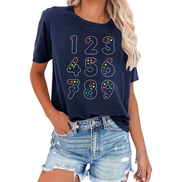Tops de Manga Corta de las Mujeres Casual Impresa Camiseta Blusa Cuello Redondo Moda Poliéster Ligero Suave Cómodo para las Vacaciones Diarias de Trabajo de la Fiesta de Citas