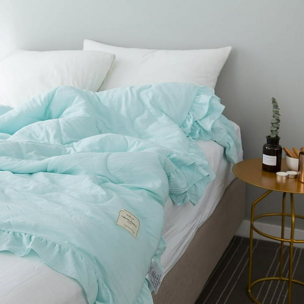Summer Blanket Cool Blanket Korean Style Ruffled Spring Autumn Solid Color Air Conditioning Blanket Cool Duvet Sheet