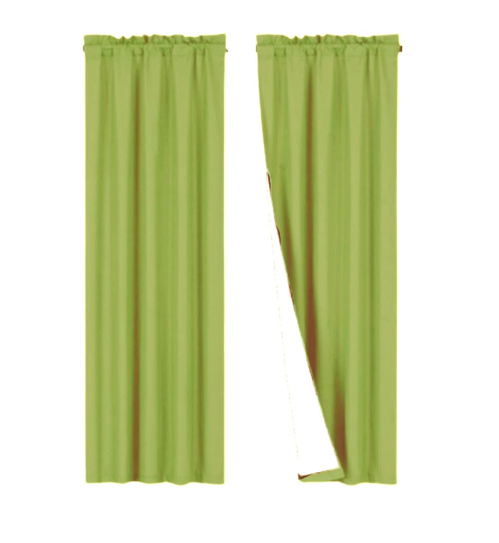 Gorgeous Home Linen Set of 2 Panels Matte Finish Lime Green Solid Window Curtain Rod Pocket R64 84 Length