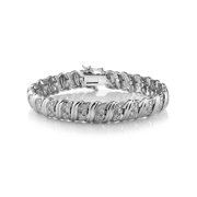 Gem Stone King 1/2 Cttw Diamond Rhodium Plated S-Style Wave Bracelet 7.5"