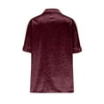 thumbnail image 5 of Taqqpue Short Sleeve Button Down Shirts for Women Casual Solid Color V Neck Velvet T Shirt Flowy Loose Fit Swing Plus Size Blouses Tops for Women with Pockets, 5 of 6