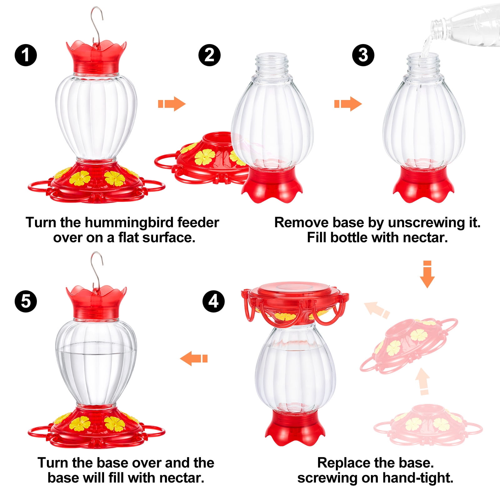 Hummingbird Feeder for Outdoor Hanging, 20 OZ Humming Bird Nectar Feeder with 5 Bee Guard Feeding Ports & Built-in Ant Moat, Bird Feeder for Outside
