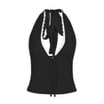 thumbnail image 7 of Halter Tops for Women Lace V Neck Tie Back Bow Front Slim Fitted Sleeveless Cropped Y2k Going out Tank Top, 7 of 7