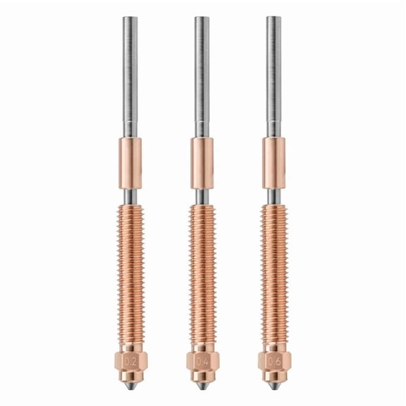 3PCS 0.2 0.4 0.6mm Nozzles with Titanium Alloy Heat Break Copper Alloy for K2 Plus 3D Printer Swap Hardened,3 x nozzle