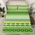 thumbnail image 2 of Castle Fairy Bohemian Aztec 3pcs Twin Sheet Sets,Exotic Style Twin Fitted Sheet,Green Pink Breathable Flat Sheet,Lightweight Tribal Room Decor, 2 of 7