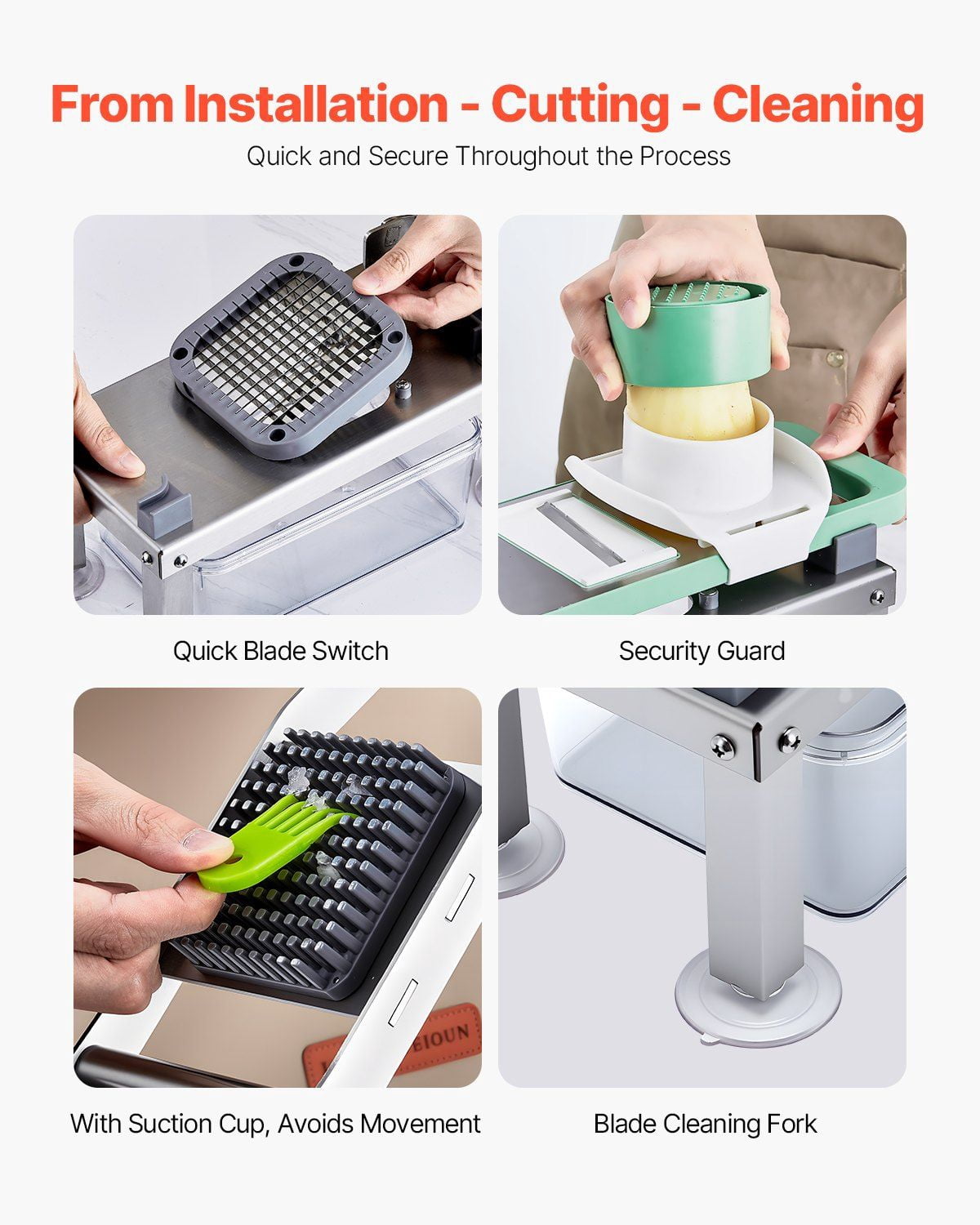 9-in-1 Vegetable Chopper & Mandoline Slicer - Multi-Functional Food Processor with 9 Blades for Spiralizing, Grating, Slicing - BPA-Free Veggie Cutter for Kitchen, Salad, Meal Prep (Easy Clean)