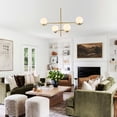 thumbnail image 5 of 4 Lights Gold Sputnik Chandelier Globe Chandeliers, L31" Large Mid Century Long Ceiling Pendant Light Fixtures with Milk Glass Globe Shades for High Ceiling Living Room Foyer Dining Room Bedroom, 5 of 7