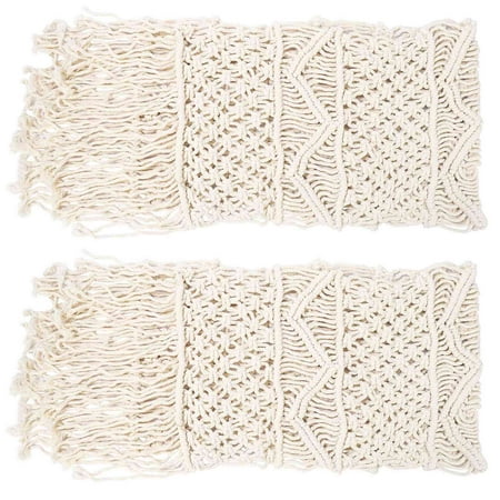 

2 pcs 35X160cm Macrame Table Runner with Tassels Bohemian Woven Table Runner Handmade Macrame Table Runner