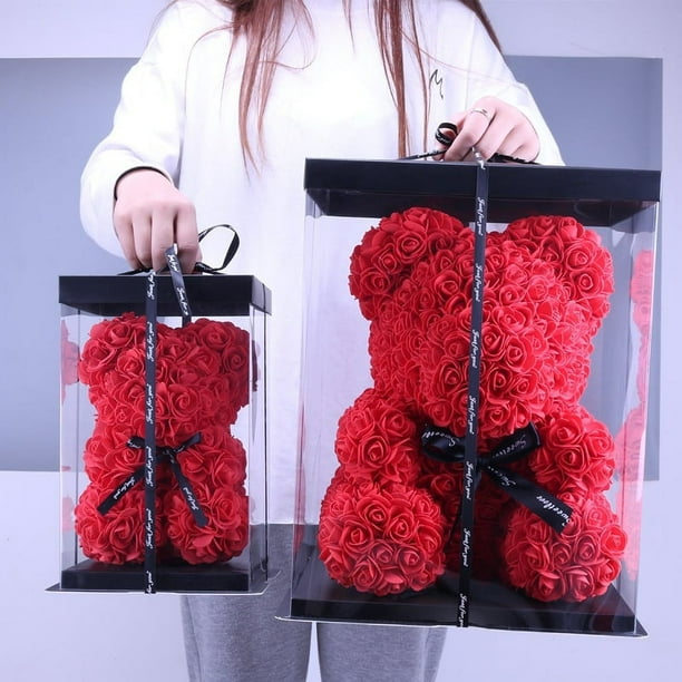 Oso de rosas con flor eterna, regalo de San Valentín, Tanabata, floristería, supermercado, oso de espuma de PE para abrazar flores, oso de rosas