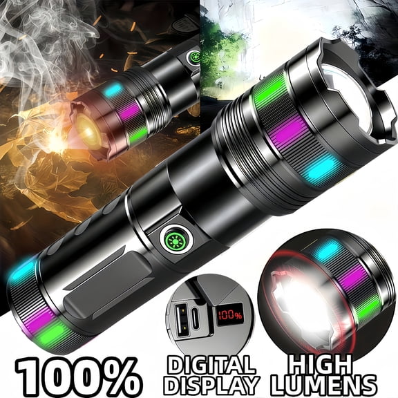 Rechargeable Fire Starter Flashlight with - Tactical Torch - High-Lumen, Adjustable Beam Range, Compatible for Survival, Camping, Emergencies, for Night Riding Included