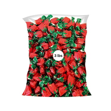 Strawberry Filled Holiday Bon Bons - 3 lbs of Individually Wrapped Strawberry Hard Candies Filled With Real Fruit (48oz)