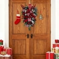 thumbnail image 6 of 19.68" Christmas Swag Wreath with Red Berry Bow, Artificial Pine Teardrop Wreath with Green Leaves, Large Front Door Wall Hanging Garland for Xmas Holiday Decor Indoor Outdoor, 6 of 6