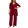 thumbnail image 2 of Women's Plus Size Clothing 2 Piece Set Solid Color and Pants, Fall Winter Oversize Workout Sport Gym Vacation Travel Casual Comfortable Sweatshirt Sets for Women, Wine 3XL, 2 of 4