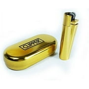 1 x Clipper Gold Full Size Refillable Metal Lighter Brushed Or Shiny