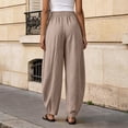 thumbnail image 5 of Only Moment Plus Size Linen Pants Women High Waisted Work Pants for Women Wide Leg High Waist Casual Lounge Pant 2026 Beach Travel Vacation Outfits Beige,L, 5 of 7