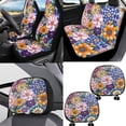 thumbnail image 2 of FKELYI Bohemian Flower Print Auto Seat Covers Full Set with Steering Wheel Cover Shoulder Seatbelt Pad Armrest Pad Cup Coasters Head Rest Protector Gear Shift Knob Sleeve for Most Sedan, 2 of 6